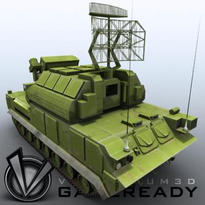 3D Model of Game-ready model of modern Russian/Chinese SAM TOR-M1 (SA-15 Gauntlet) with two RGB textures (2048x2048 and 1024x512) and one RGBA (512x512) texture for radar. - 3D Render 1
